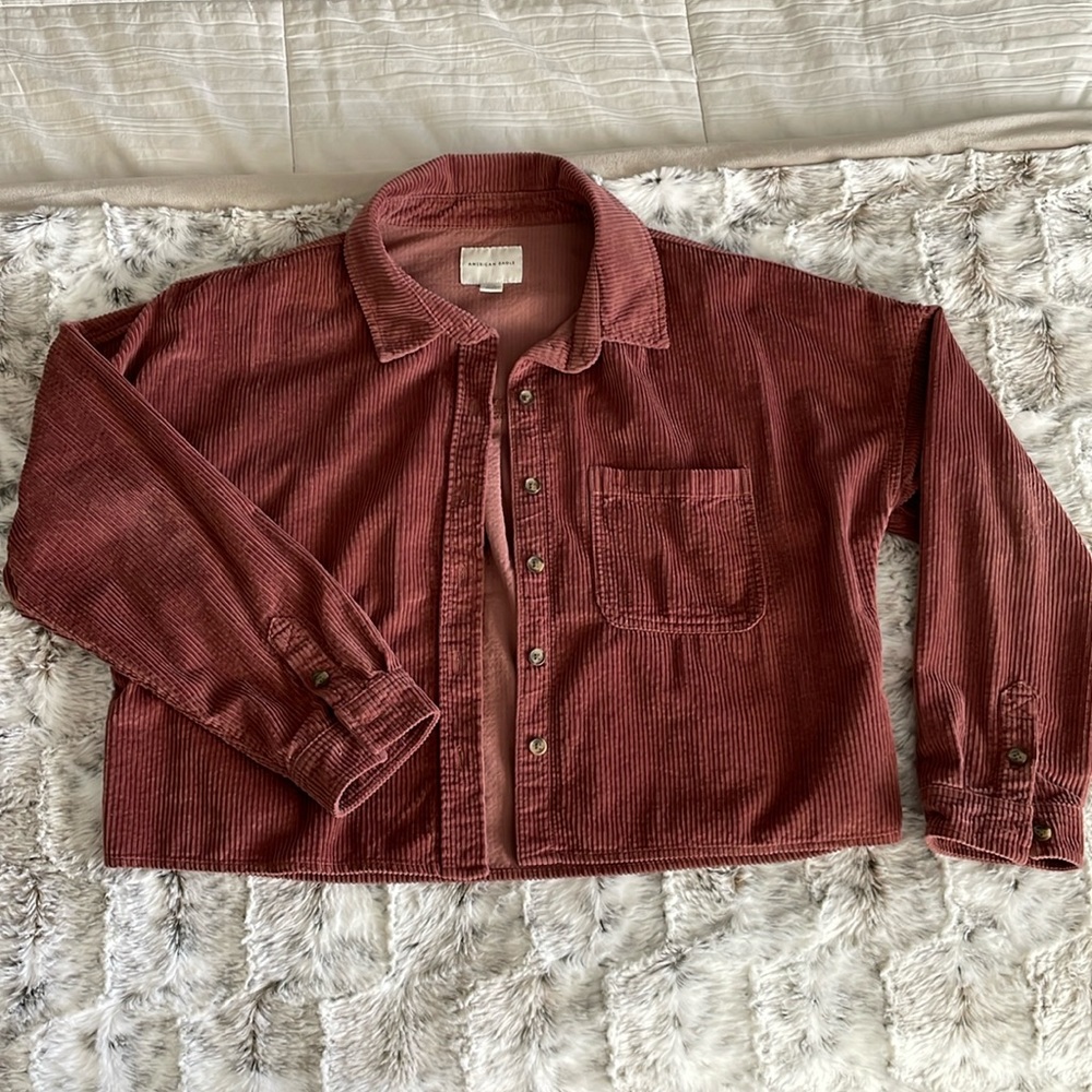 Cropped Corduroy Button Up